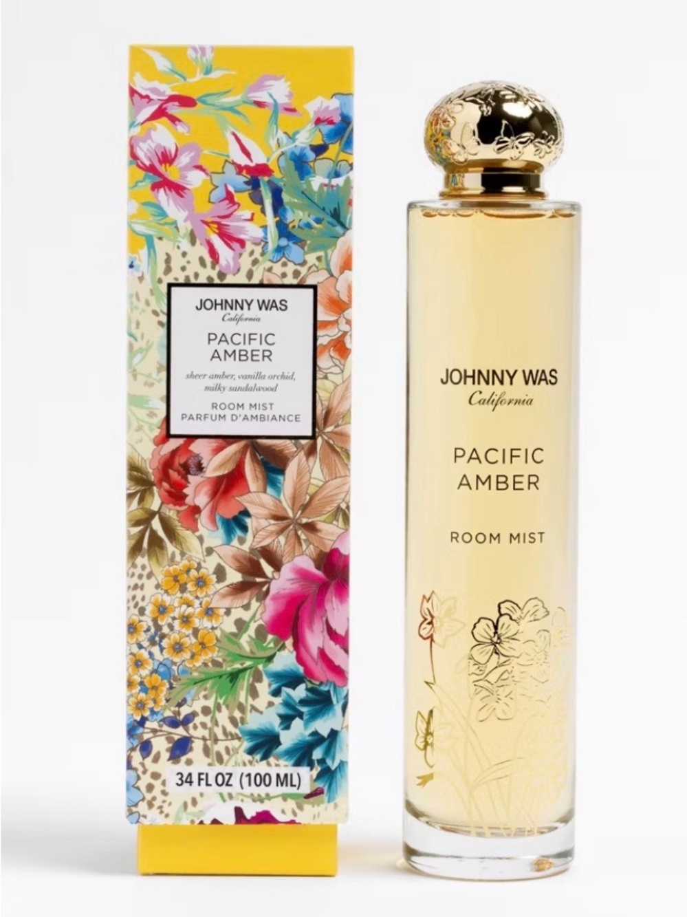 Johnny Was Pacific Amber Room Mist - Floral Yellow and Multicolor Box